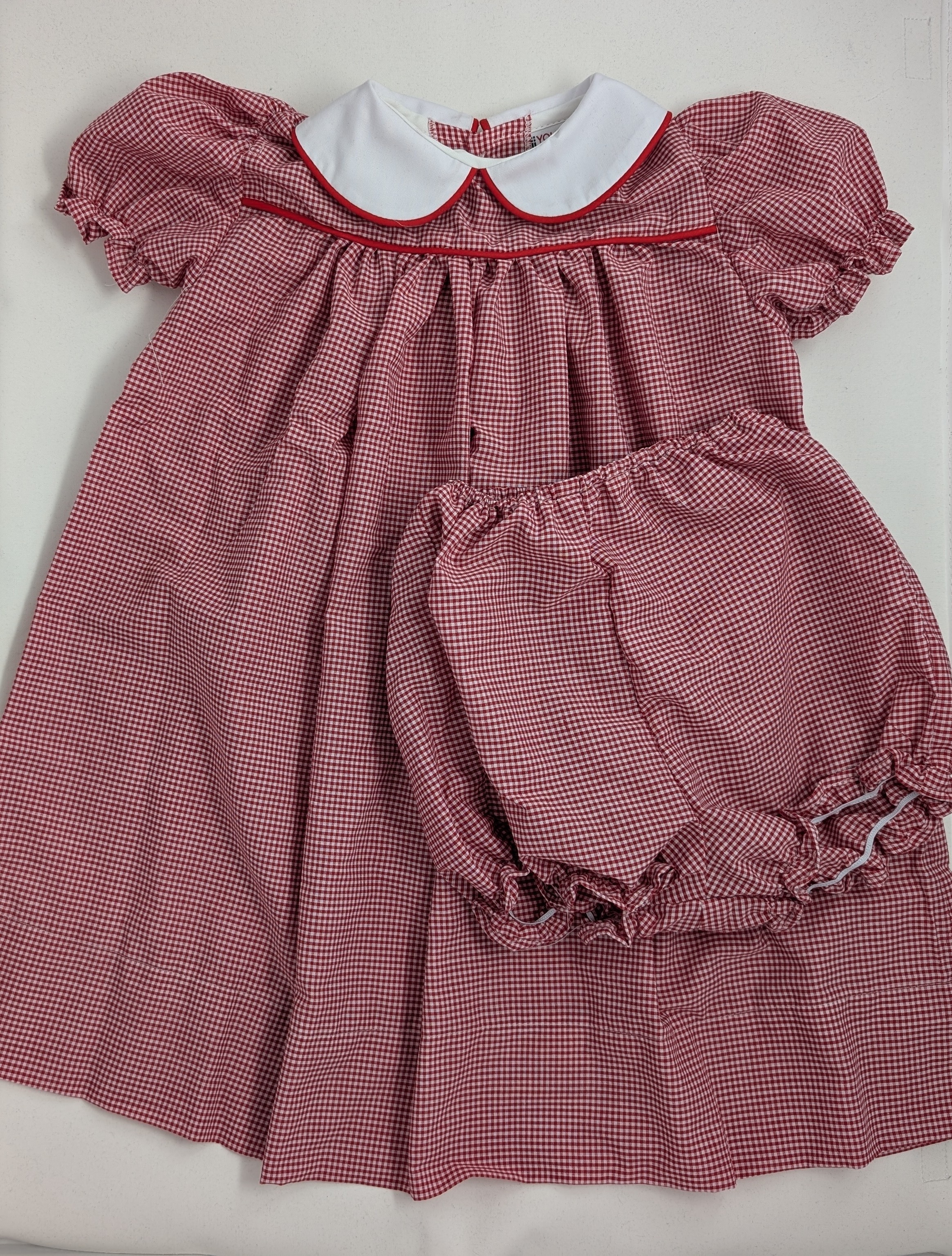 Gingham Smock Dress- Style 04-Plaid 1 Red