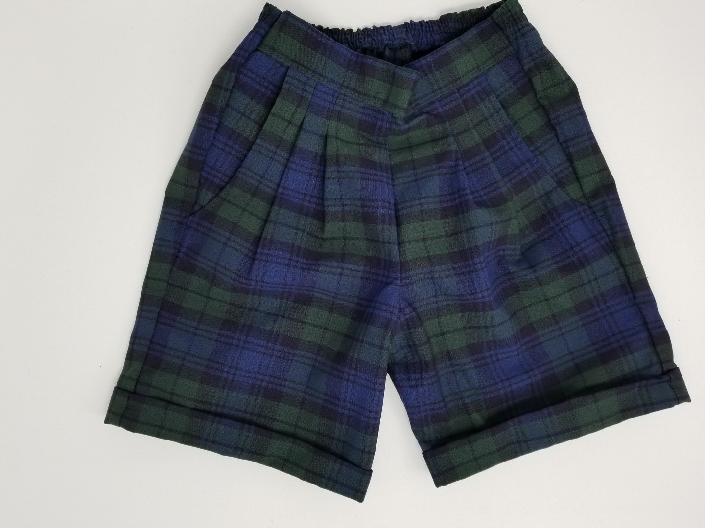 Girls Plaid Shorts- Cuffed hem-Plaid 14