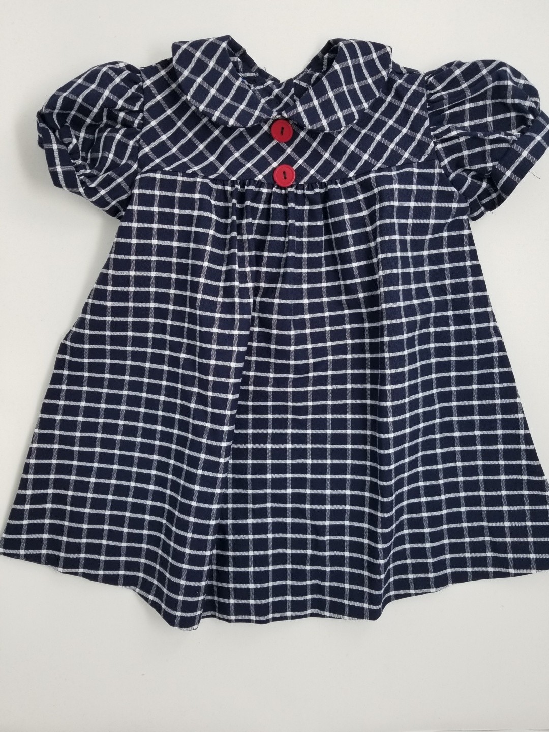 Plaid Smock Dress with Buttons in Back