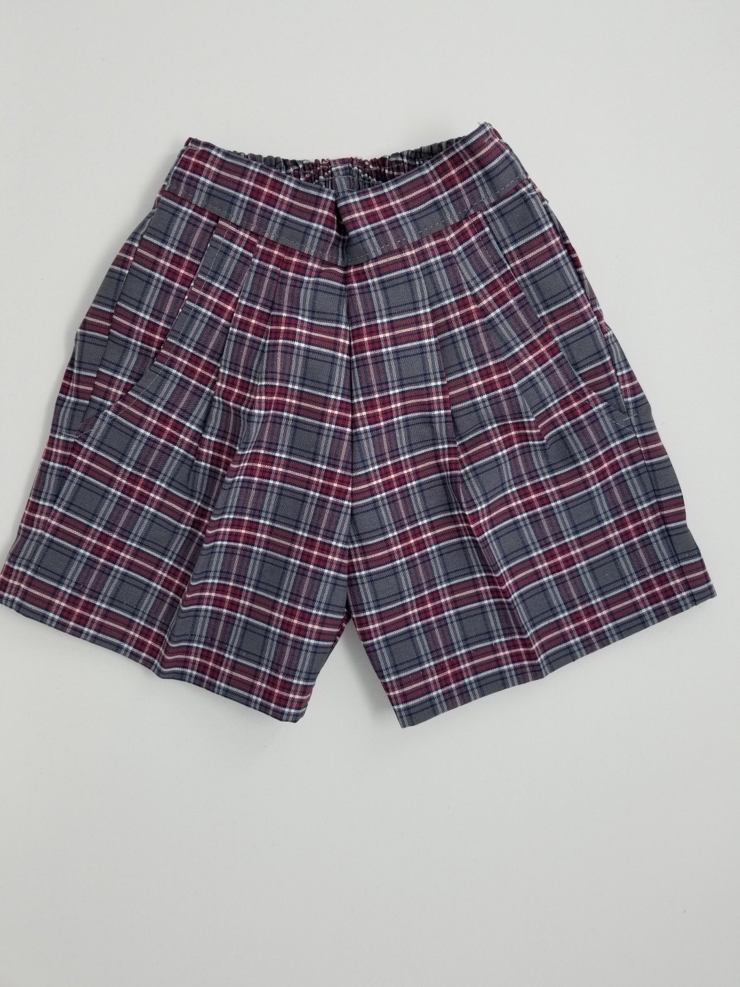Girls Plaid Shorts- Uncuffed-Plaid 84