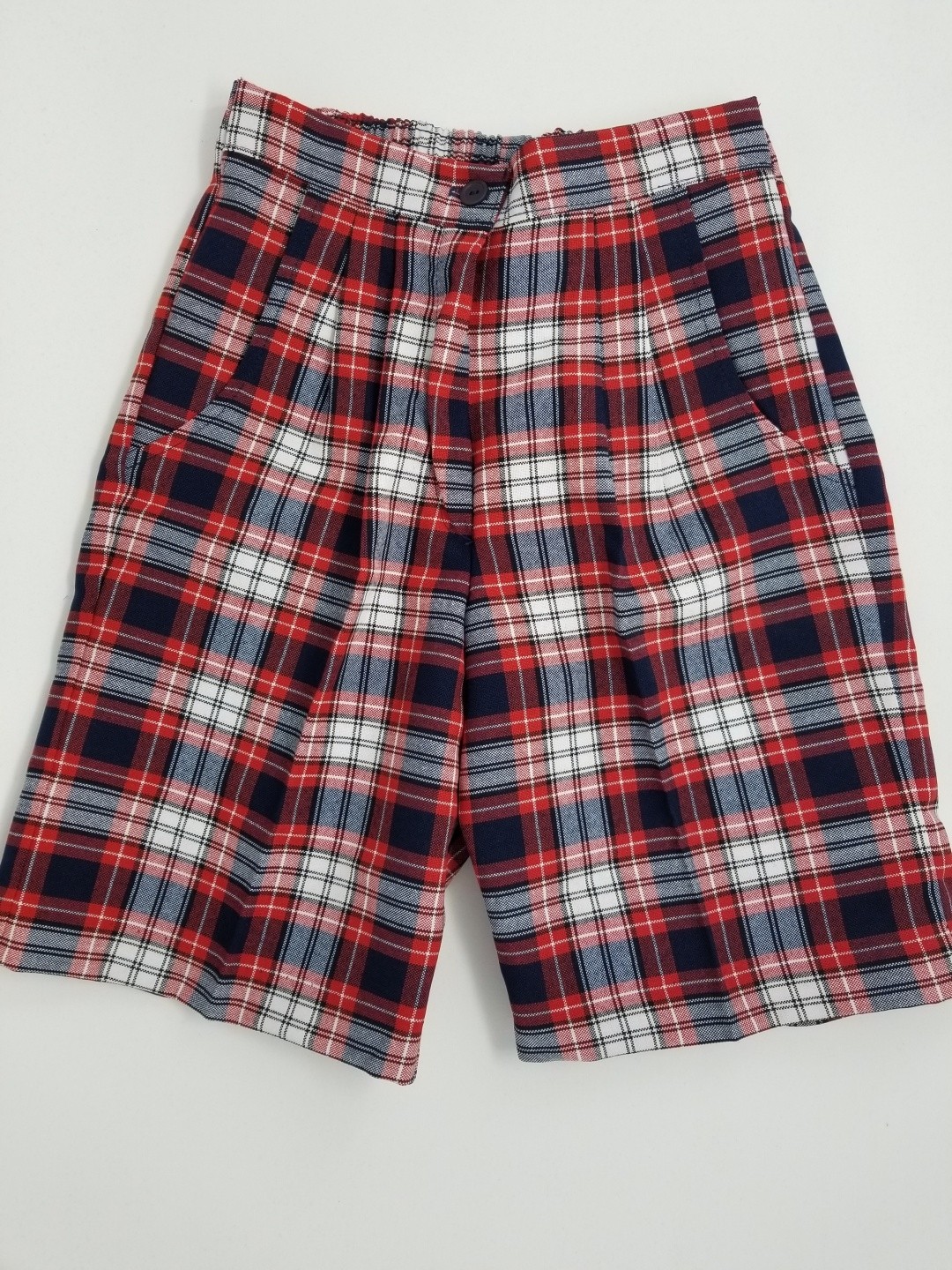 Girls Plaid Shorts- Cuffed hem-Plaid 66