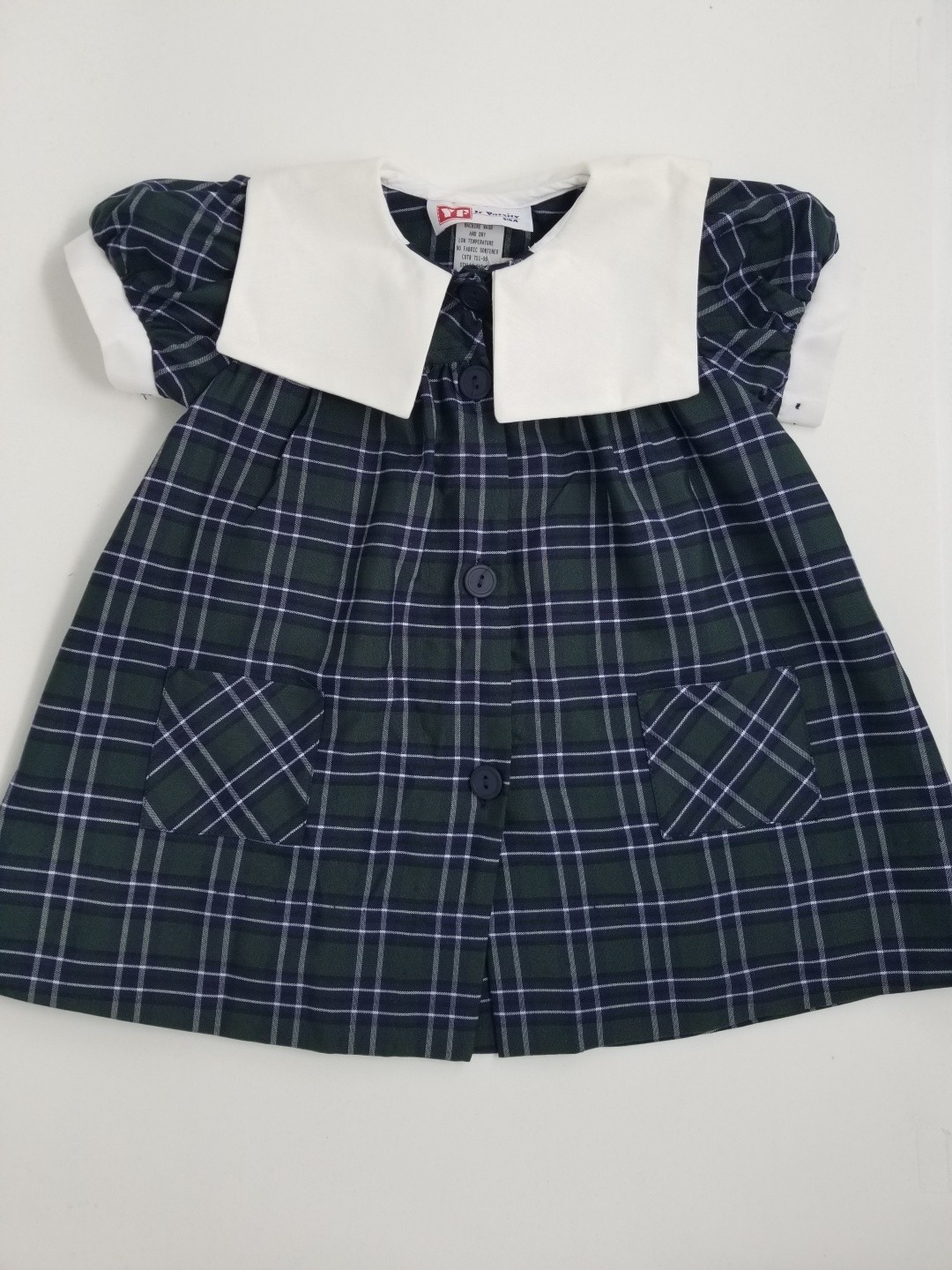 Plaid Smock Dress with Sailor Collar-Plaid 3