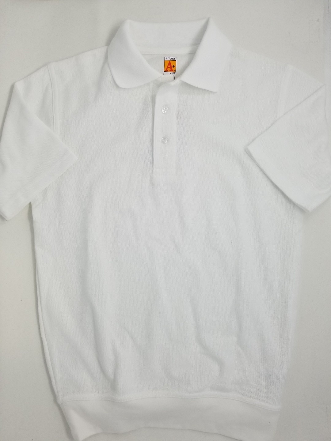 Banded Bottom "No Tuck" Knit Shirt - Pique - Short Sleeve-White