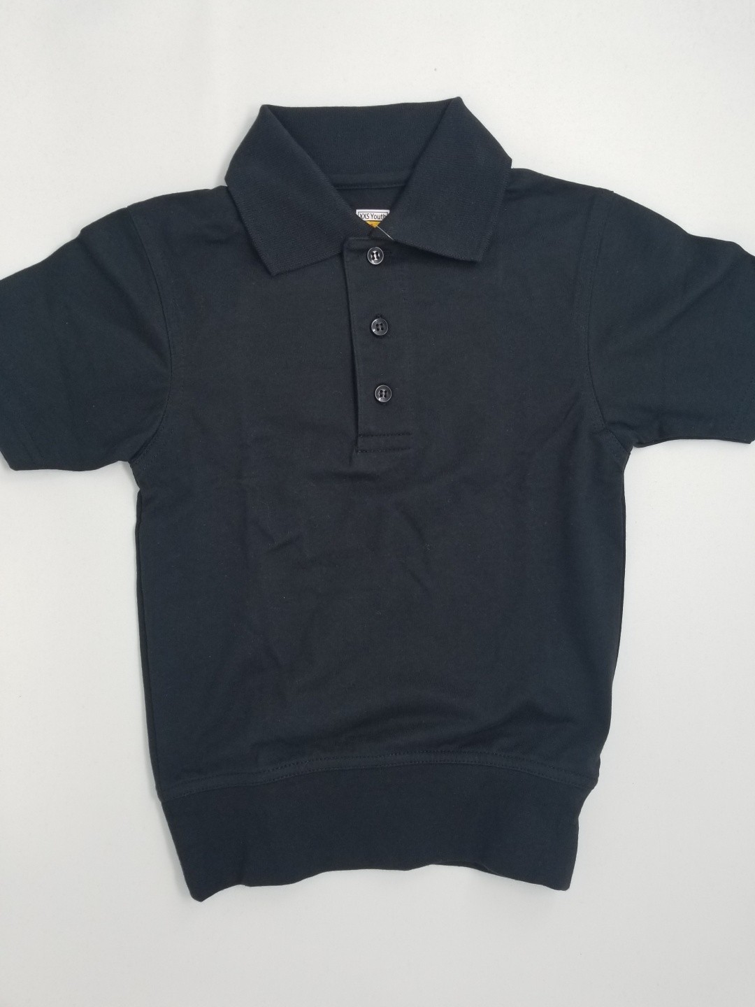 Banded Bottom "No Tuck" Knit Shirt- Smooth/Jersey- Short Sleeve-Black