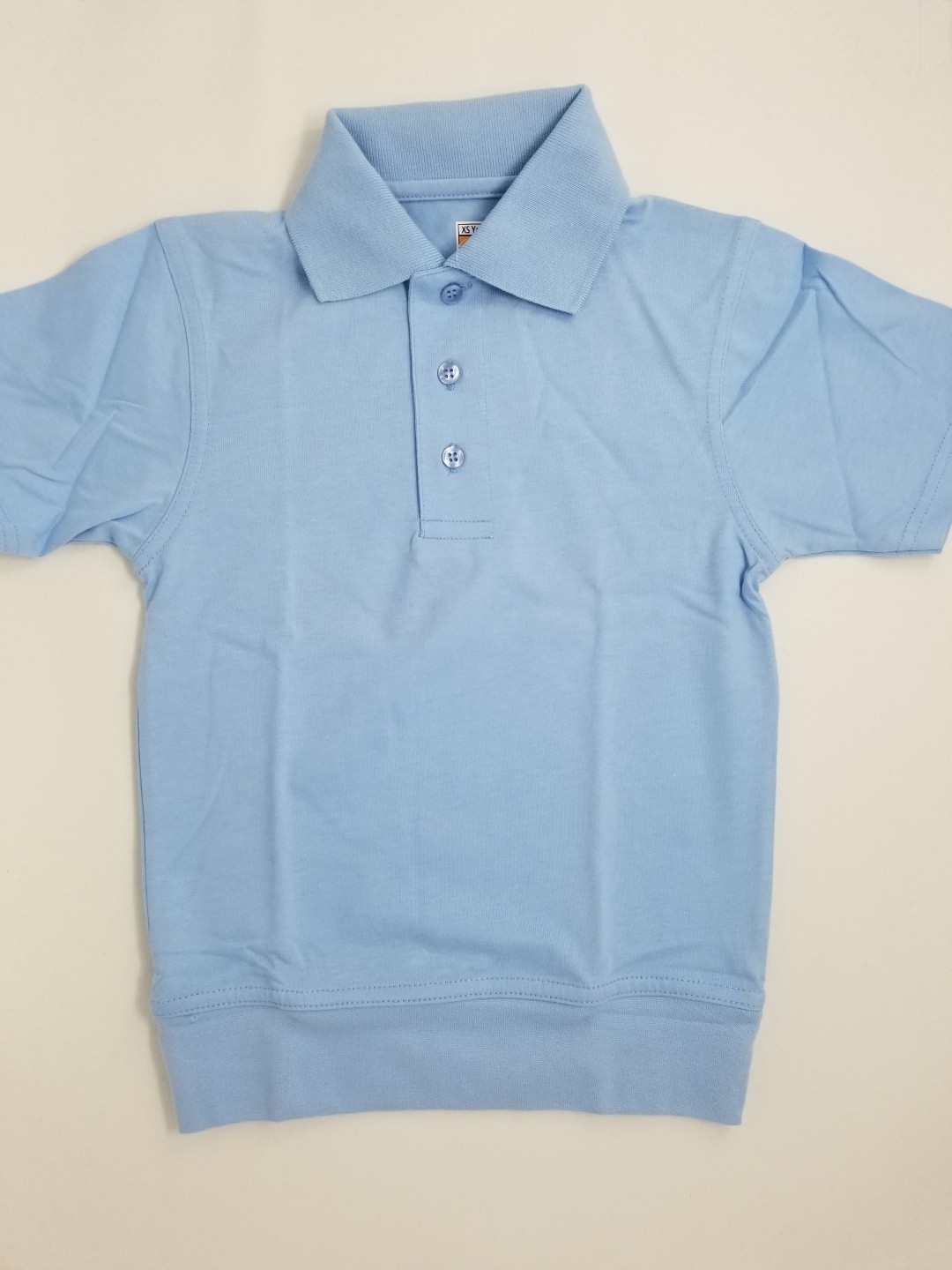 Banded Bottom "No Tuck" Knit Shirt- Smooth/Jersey- Short Sleeve-Light Blue