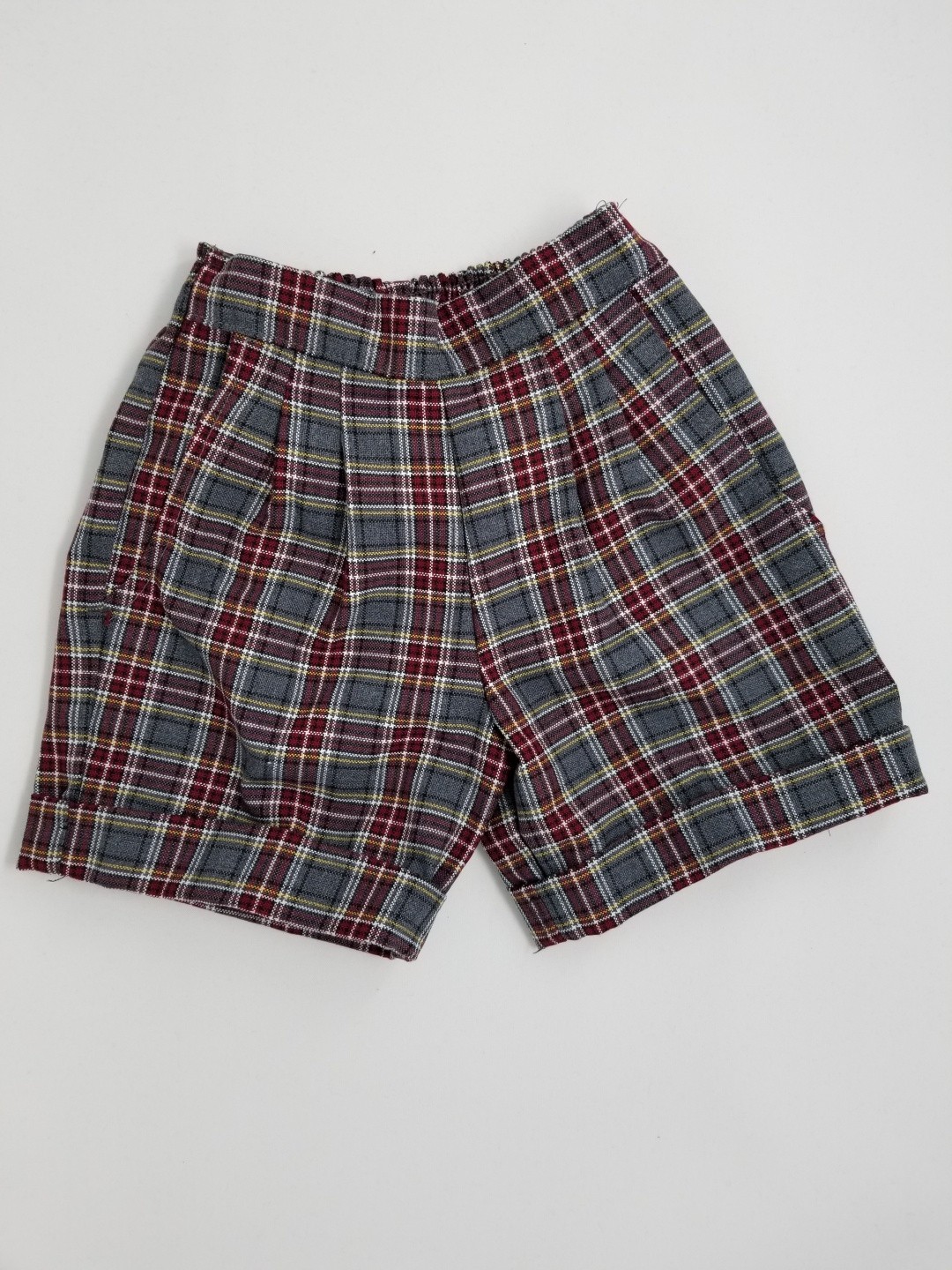 Girls Plaid Shorts- Cuffed hem-Plaid 9