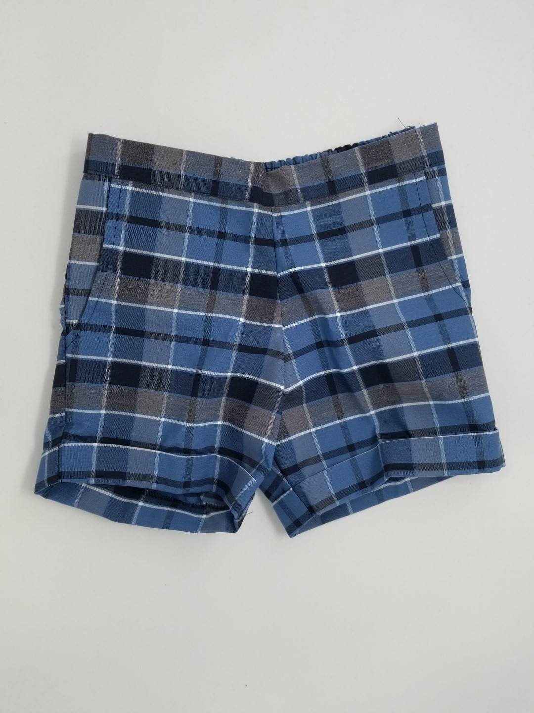 Girls Plaid Shorts- Cuffed hem-Plaid 59