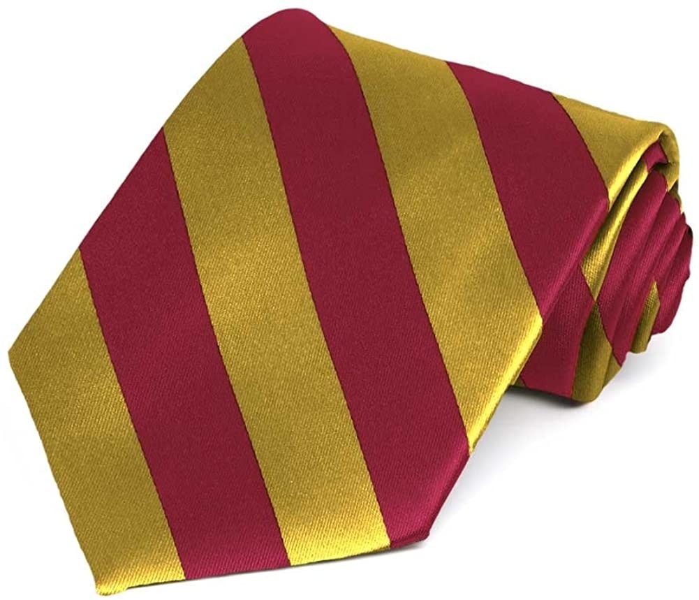 Boys 4-in-hand Necktie-Red/Gold Stripes