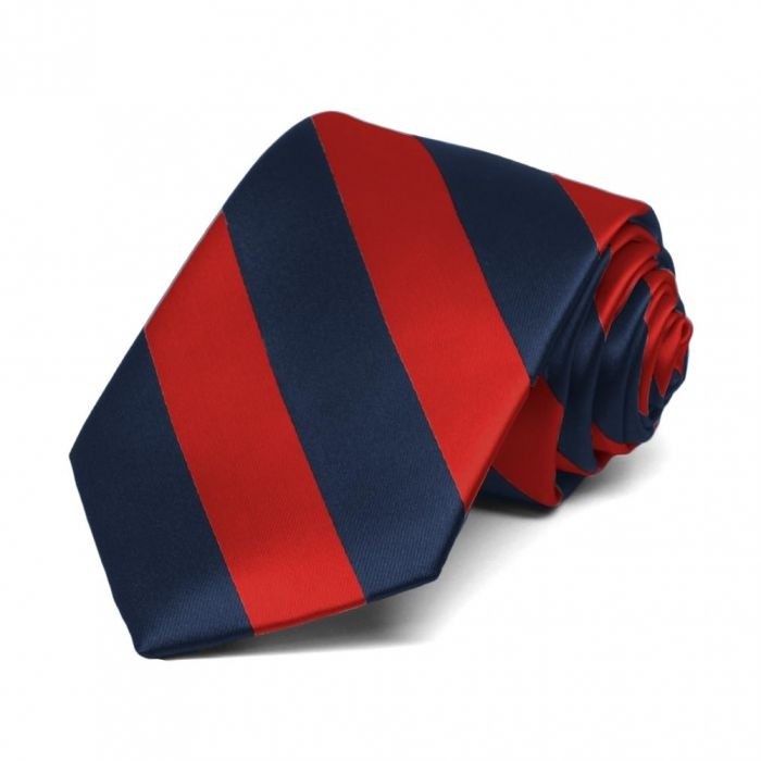 Boys 4-in-hand Necktie-Red/Navy Stripes