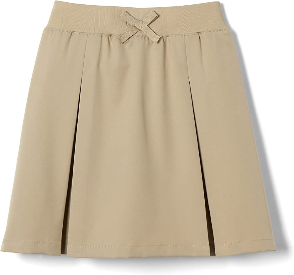 Pull-On Kick Pleat Skort-Khaki