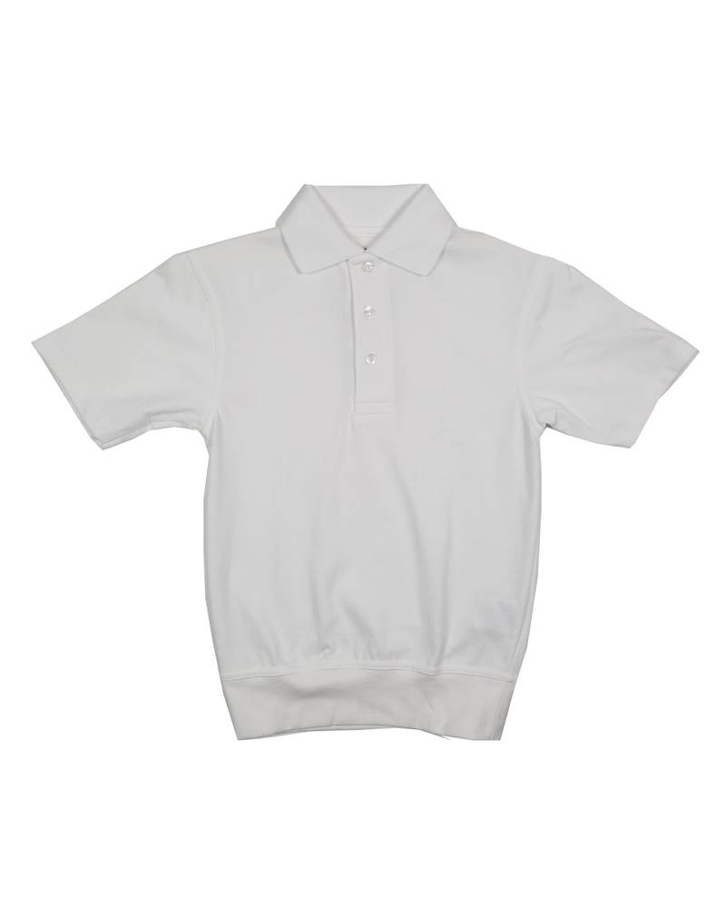 Banded Bottom "No Tuck" Knit Shirt- Smooth/Jersey- Short Sleeve-White