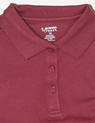 Girl Fancy Collar Knit Shirt- Short Sleeve-Maroon