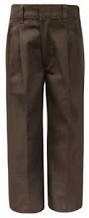 Boys Pleated Pants-Brown