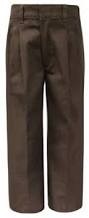 Girls Pants- Solid Color- Pleated Front-Brown