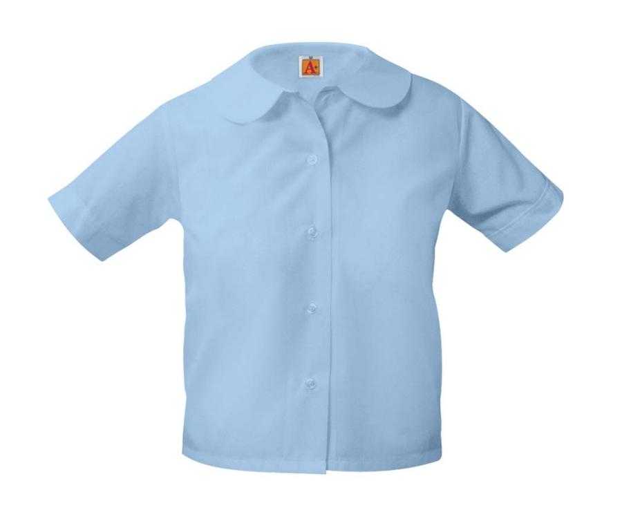 Peter Pan Blouse- Short Sleeve-Light Blue