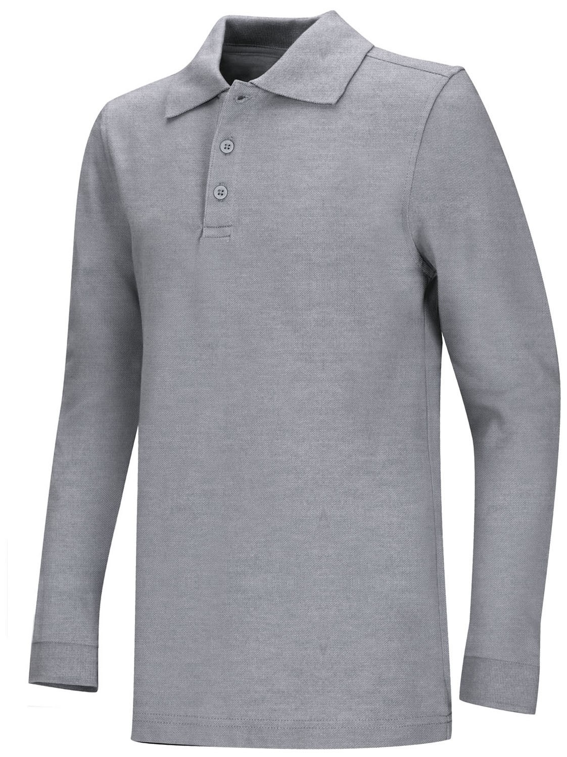 Pique Polo- Long Sleeve-Grey