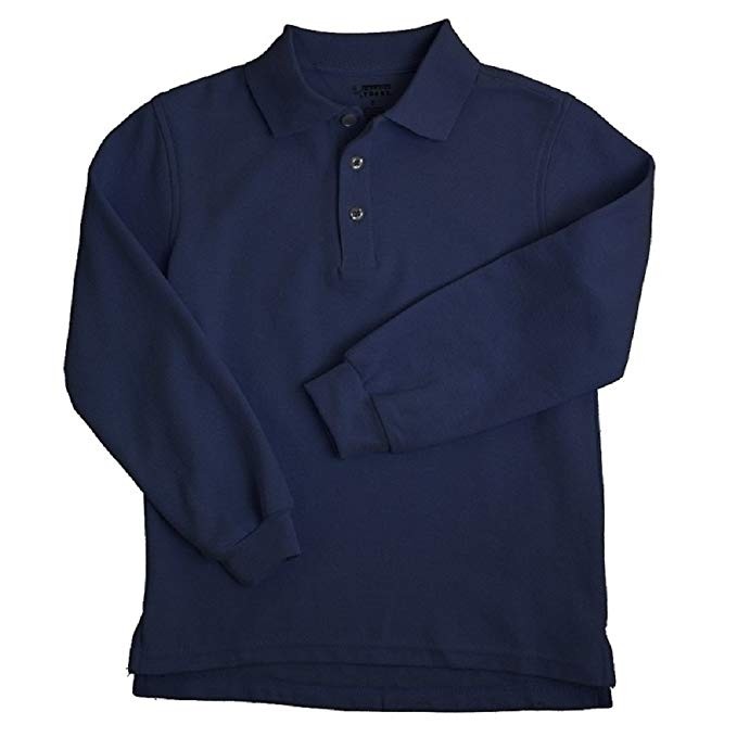 Pique Polo- Long Sleeve-Navy