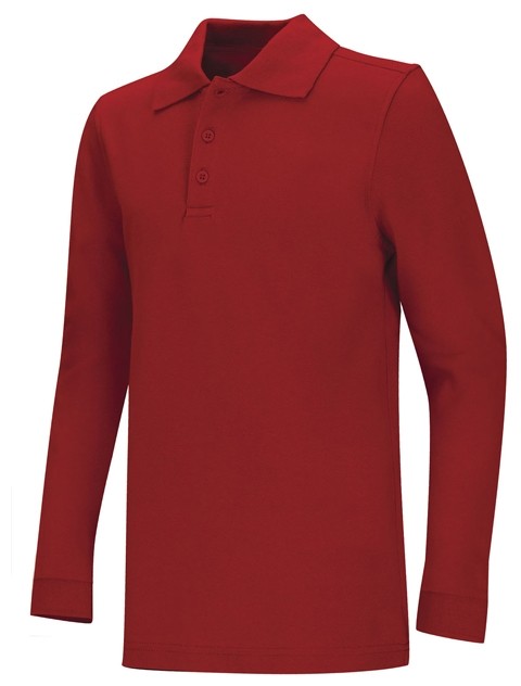 Pique Polo- Long Sleeve-Red