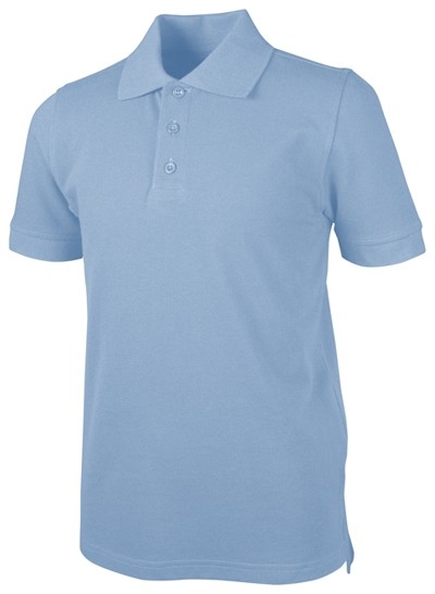 Pique Polo - Banded Sleeve - Short Sleeve-Light Blue