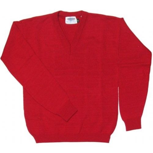 V-Neck Pullover Sweater-Red
