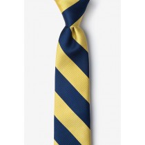 Boys Clip-On Tie-Navy/Gold Stripes