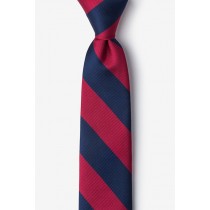 Boys Clip-on Necktie-Maroon/Navy Stripes