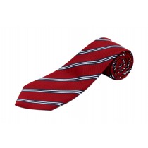 Boys Clip-On Tie-Navy/Red/Silver Stripes