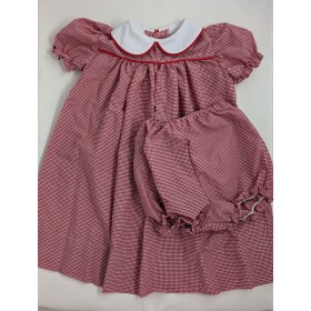 Gingham Smock Dress- Style 04-Plaid 1 Red