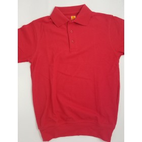 Banded Bottom "No Tuck" Knit Shirt - Pique - Short Sleeve-Red