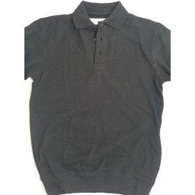 Banded Bottom "No Tuck" Knit Shirt - Pique - Short Sleeve-Black