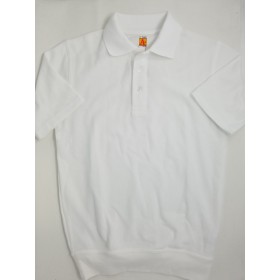 Banded Bottom "No Tuck" Knit Shirt - Pique - Short Sleeve-White