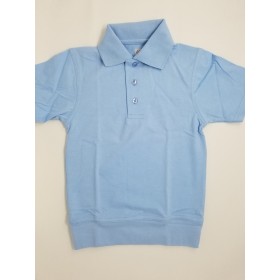 Banded Bottom "No Tuck" Knit Shirt- Smooth/Jersey- Short Sleeve-Light Blue