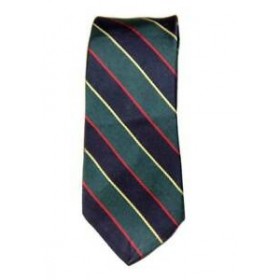 Boys Clip-On Tie-Green/Red/Navy/Gold Stripes
