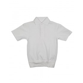 Banded Bottom "No Tuck" Knit Shirt- Smooth/Jersey- Short Sleeve-White