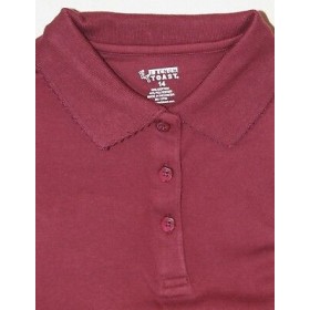 Girl Fancy Collar Knit Shirt- Short Sleeve-Maroon
