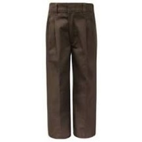 Girls Pants- Solid Color- Pleated Front-Brown