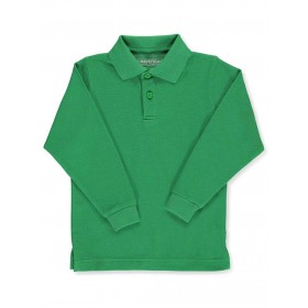 Pique Polo- Long Sleeve-Kelly Green