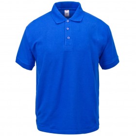 Pique Polo - Banded Sleeve - Short Sleeve-Royal Blue