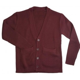 Cardigan Sweater with Pockets-Maroon