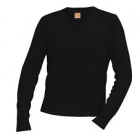 V-Neck Pullover Sweater-Black