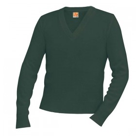 V-Neck Pullover Sweater-Hunter Green