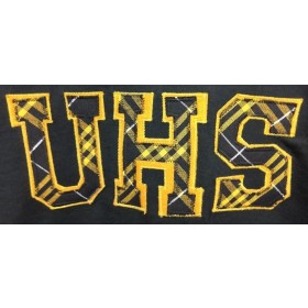 Sweatshirt with Applique Letters-University Lab School "UHS" Plaid