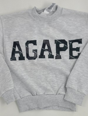 Sweatshirt with Applique Letters-Agape School of BR (plaid letters)