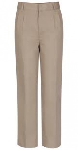 Boys Pleated Pants-Khaki
