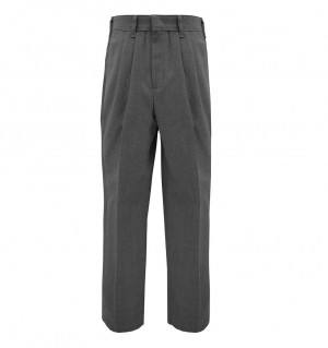 Boys Pleated Pants-Charcoal Grey